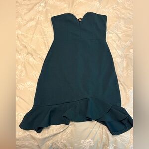 Blue Blush Strapless Teal Dress